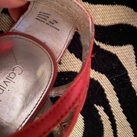 Calvin Klein Womens Nixee Size 7 red EStrappy Heels - Picture 9 of 10
